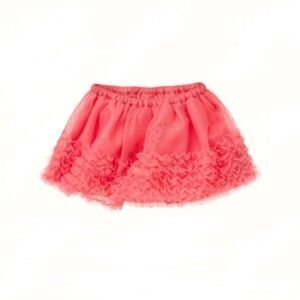 Gymboree pink coral reef palm beach pink tulle ruffle trim tutu mini skirt 3T 3